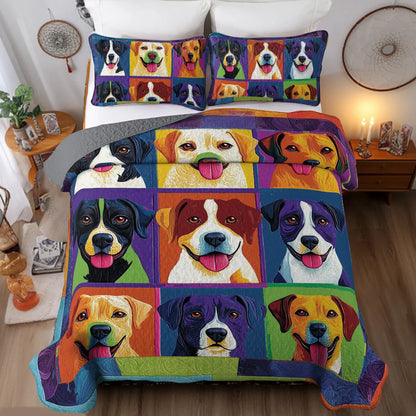 Shineful All Season Quilt 3-Piece Set - Labrador Pop Art
