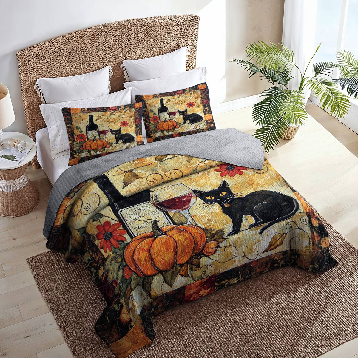 Shineful All Season Quilt 3-Piece Set Gentle Wine In Fall