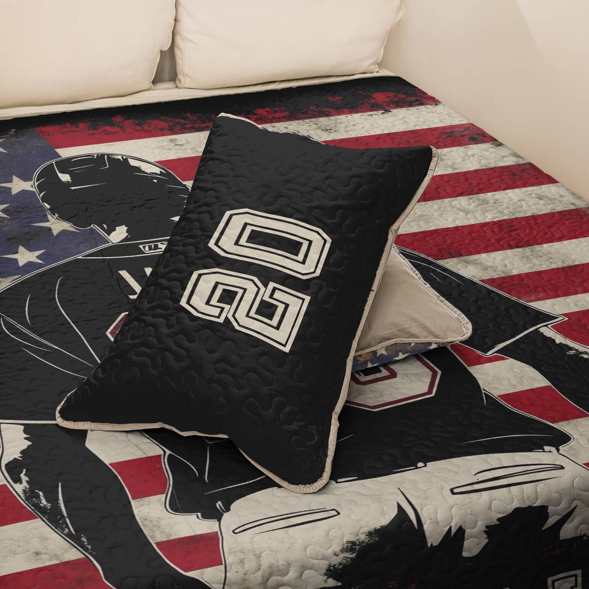 Shineful All Season Quilt 3-Piece Set - Personalized Baseball American Spirit