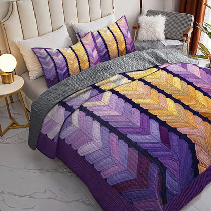 Shineful All Season Quilt 3-Piece Set Golden Arrow Path