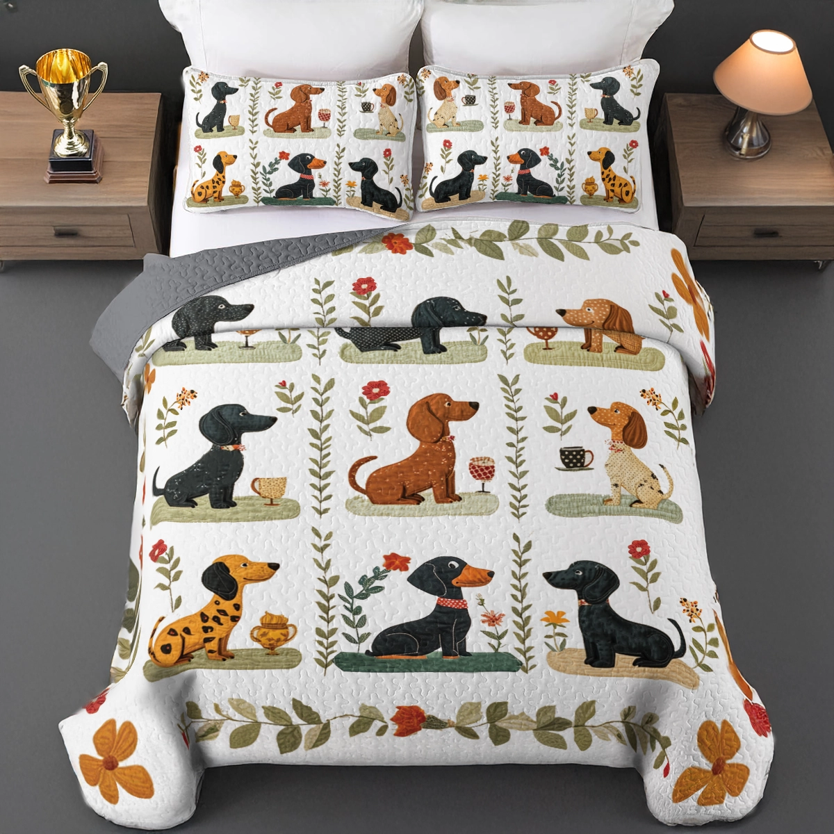 Shineful All Season Quilt 3-Piece Set Wagging Tails