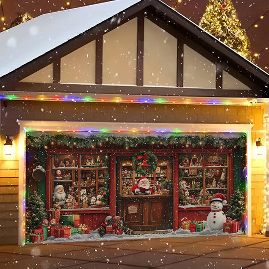 Shineful Garage Door Banner Decoration Santa's Shop