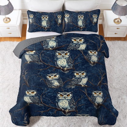 Shineful All Season Quilt 3-Piece Set Intelligent Wisdom Owl