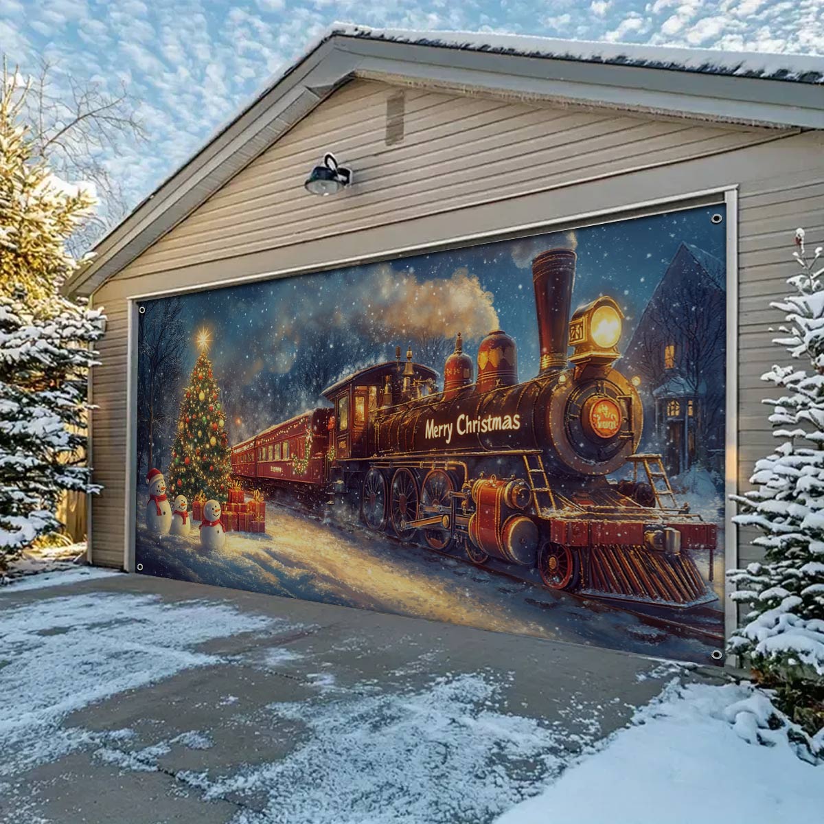 Shineful Garage Door Banner Decoration Holiday Train of Joy