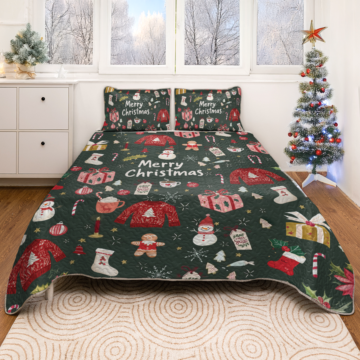 Shineful All Season Quilt 3-Piece Set Merry Cozy Christmas