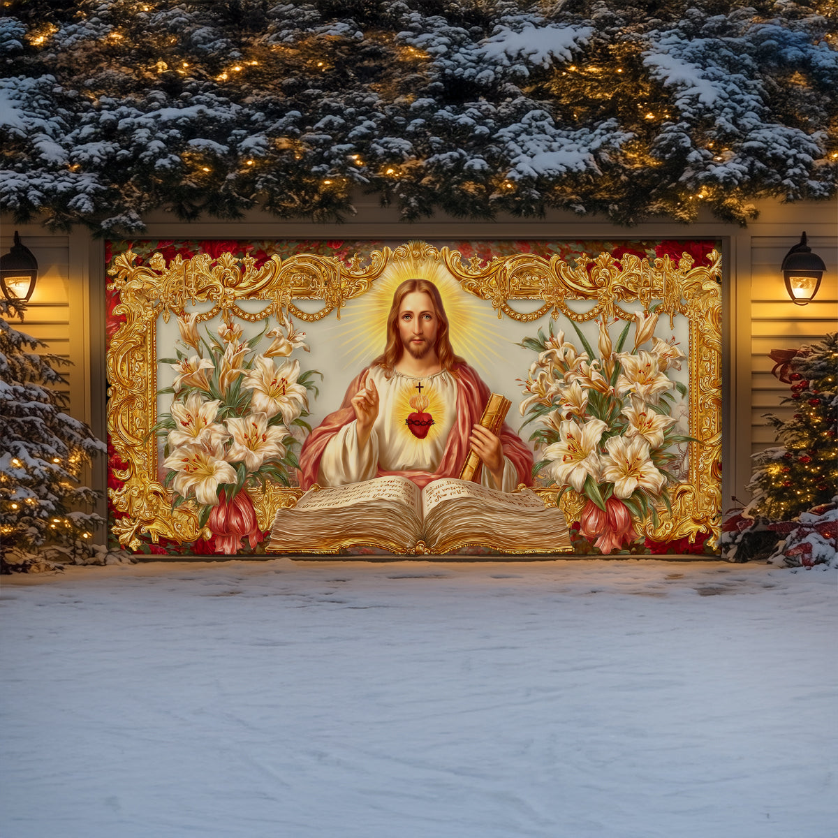 Shineful Garage Door Banner Decoration Sacred Heart