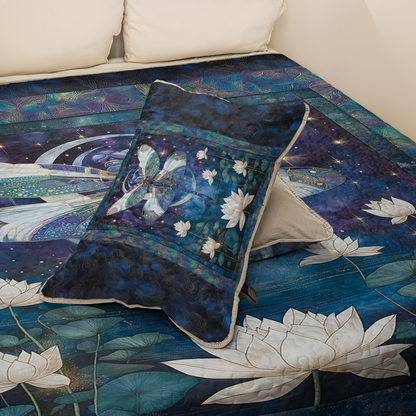 Shineful All Season Quilt 3-Piece Set  Celestial Dragonfly And Lotus
