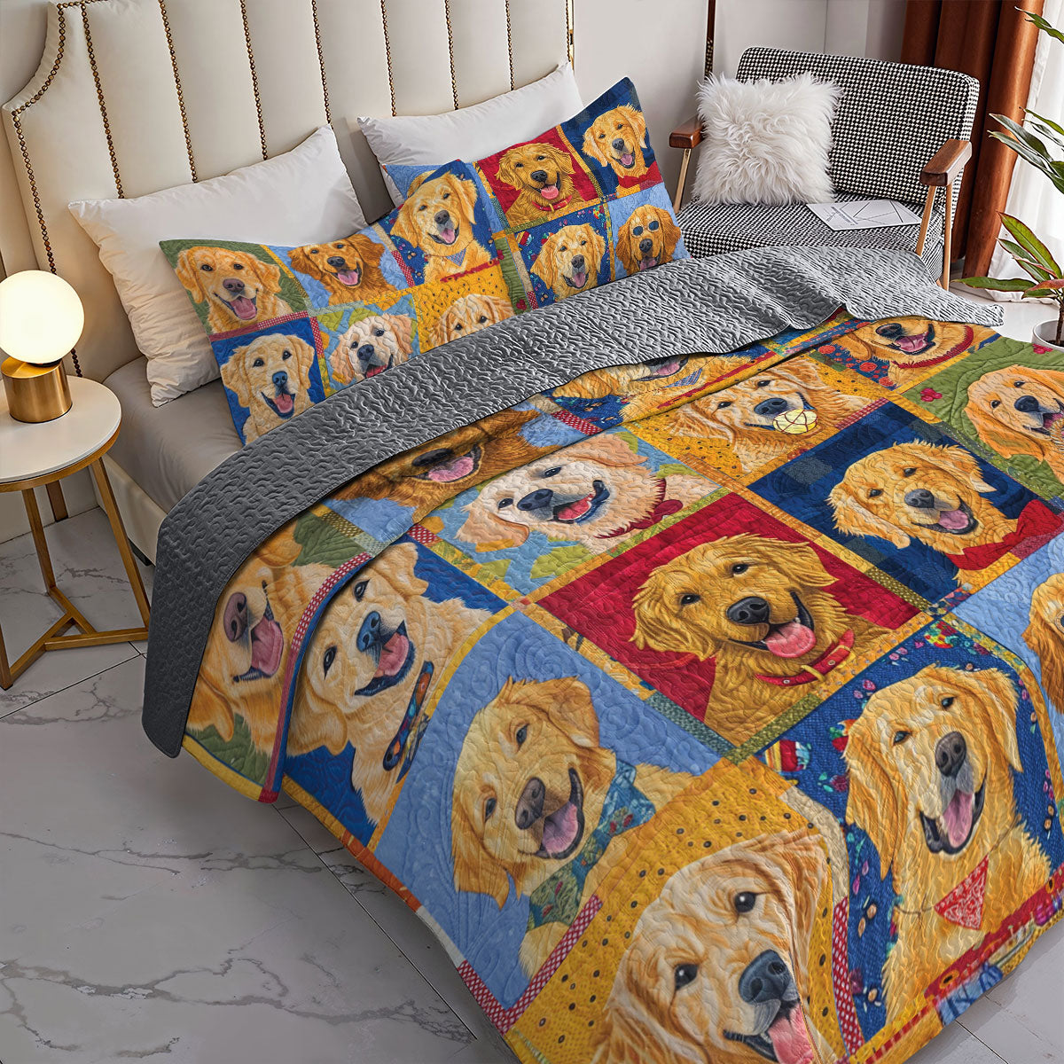 Shineful All Season Quilt 3-Piece Set Golden Dream Bliss