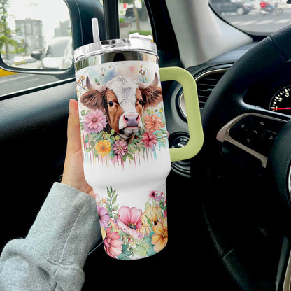 Highland Cow Turtle Of 40 Oz Shineful™ Tumbler Floral Nl09 40Oz