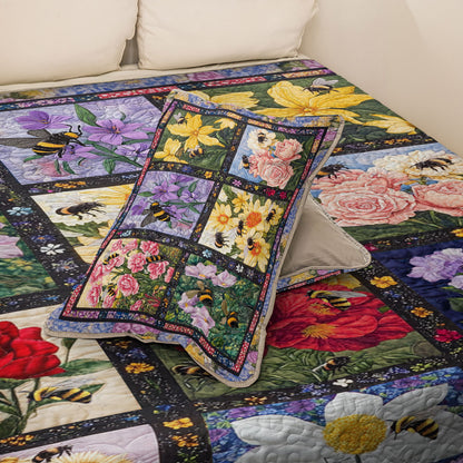 Shineful All Season Quilt 3-Piece Set Honeybee Garden: 12 Months of Floral Bliss