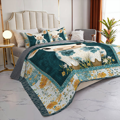 Shineful All Season Quilt 3-Piece Set Adorable Floral Calf