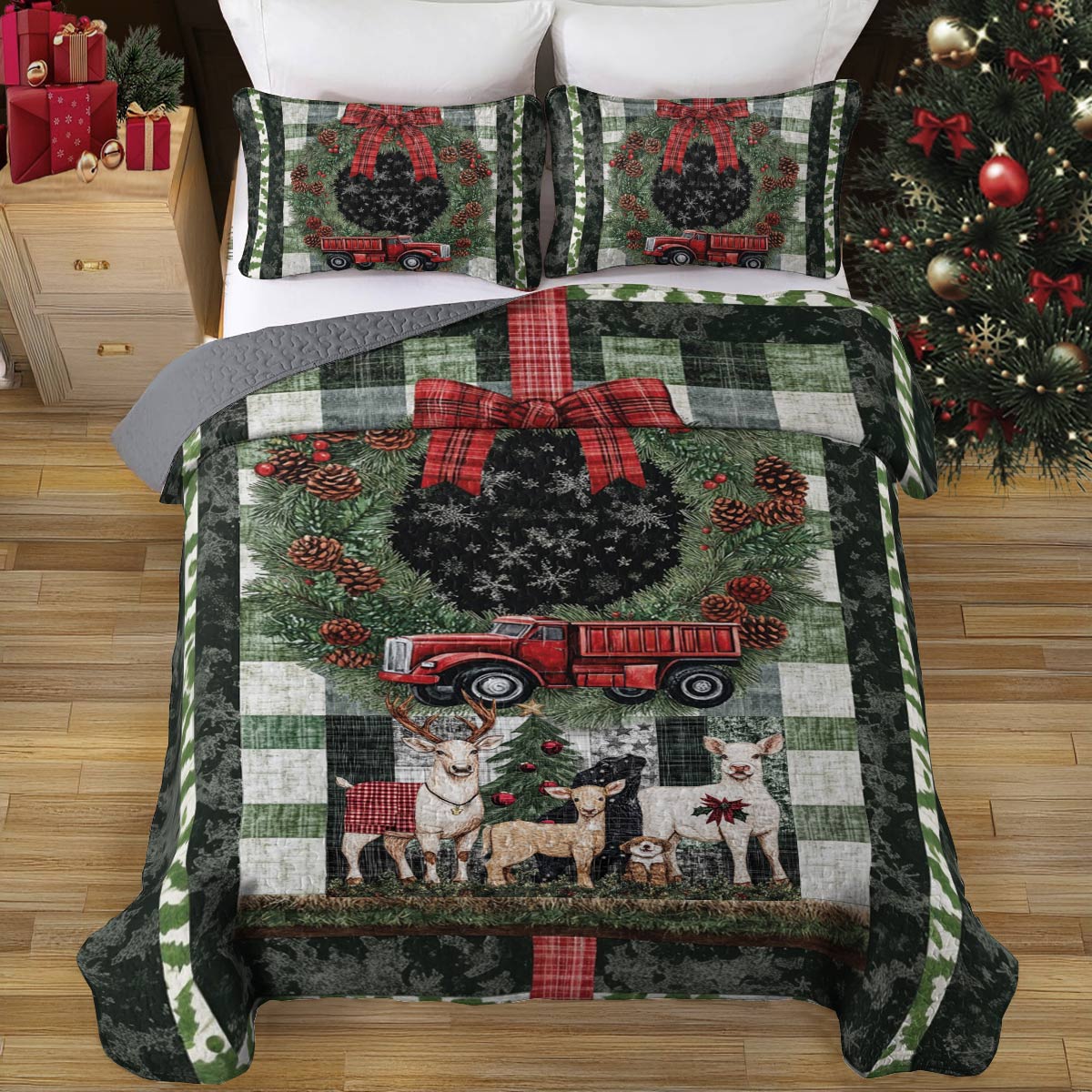 Shineful All Season Quilt 3-Piece Set Festive Farm
