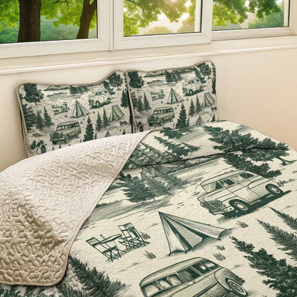 Shineful All Season Quilt 3-Piece Set - Rustic Camping Adventure