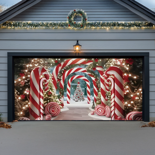 Shineful Garage Door Banner Decoration Christmas Candy Cane