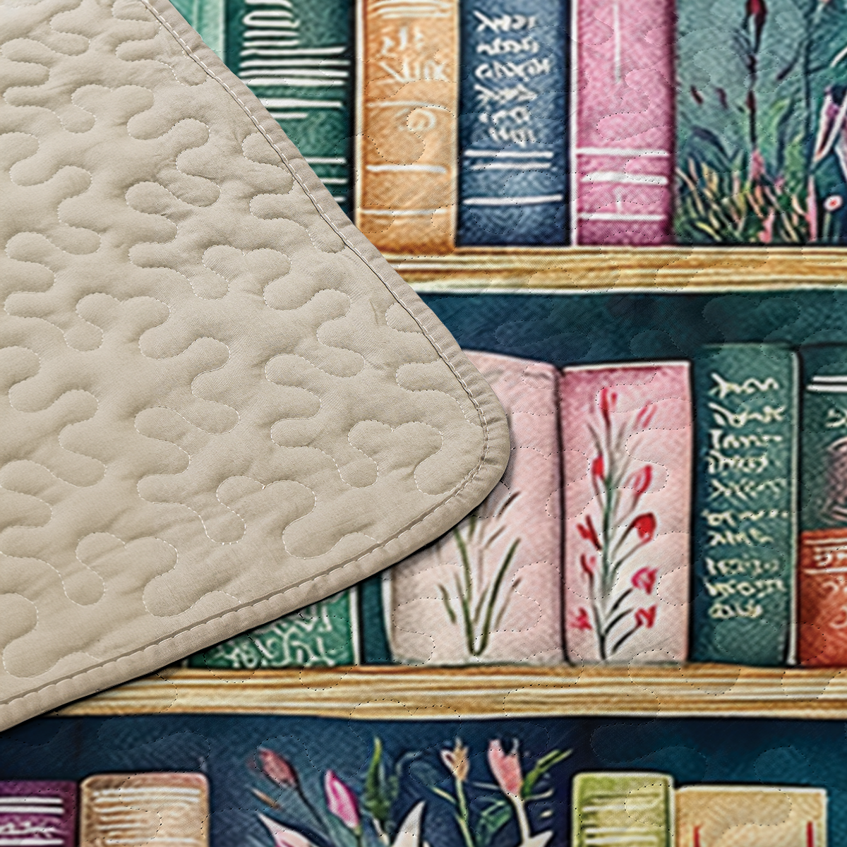 Shineful All Season Quilt 3-Piece Set Botanical Blooming Bookshelves