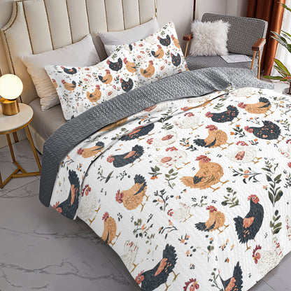 Shineful All Season Quilt 3-Piece Set Farmhouse Chicken