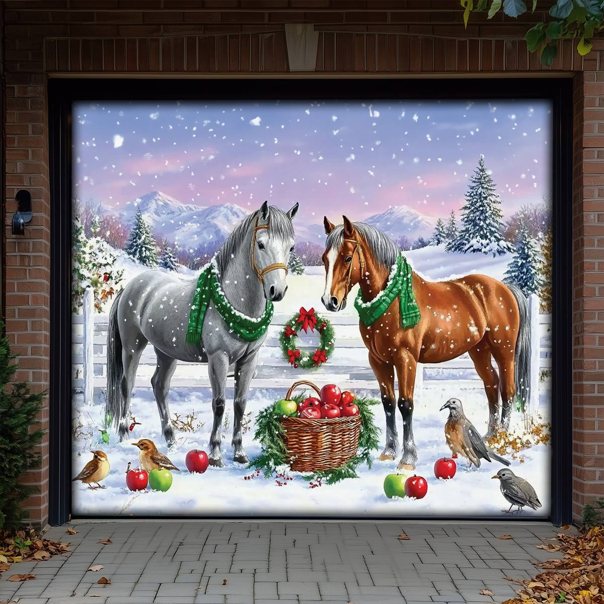 Shineful Garage Door Banner Decoration  Holiday Stable Elegance