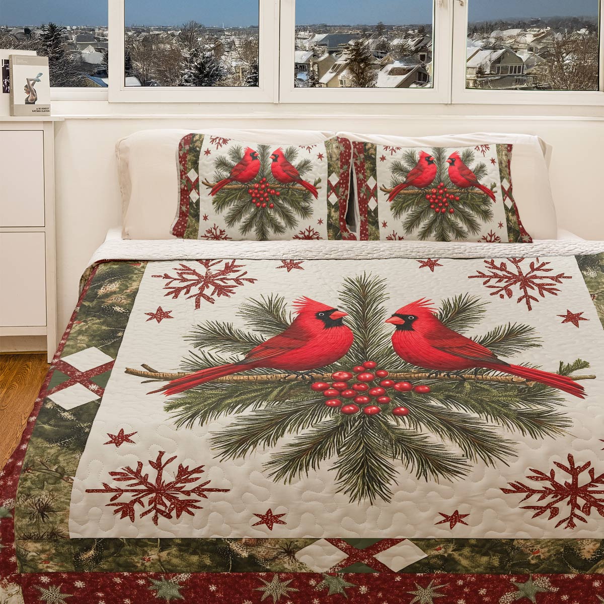 Shineful All Season Quilt 3-Piece Set - Cardinal Winter Warmth