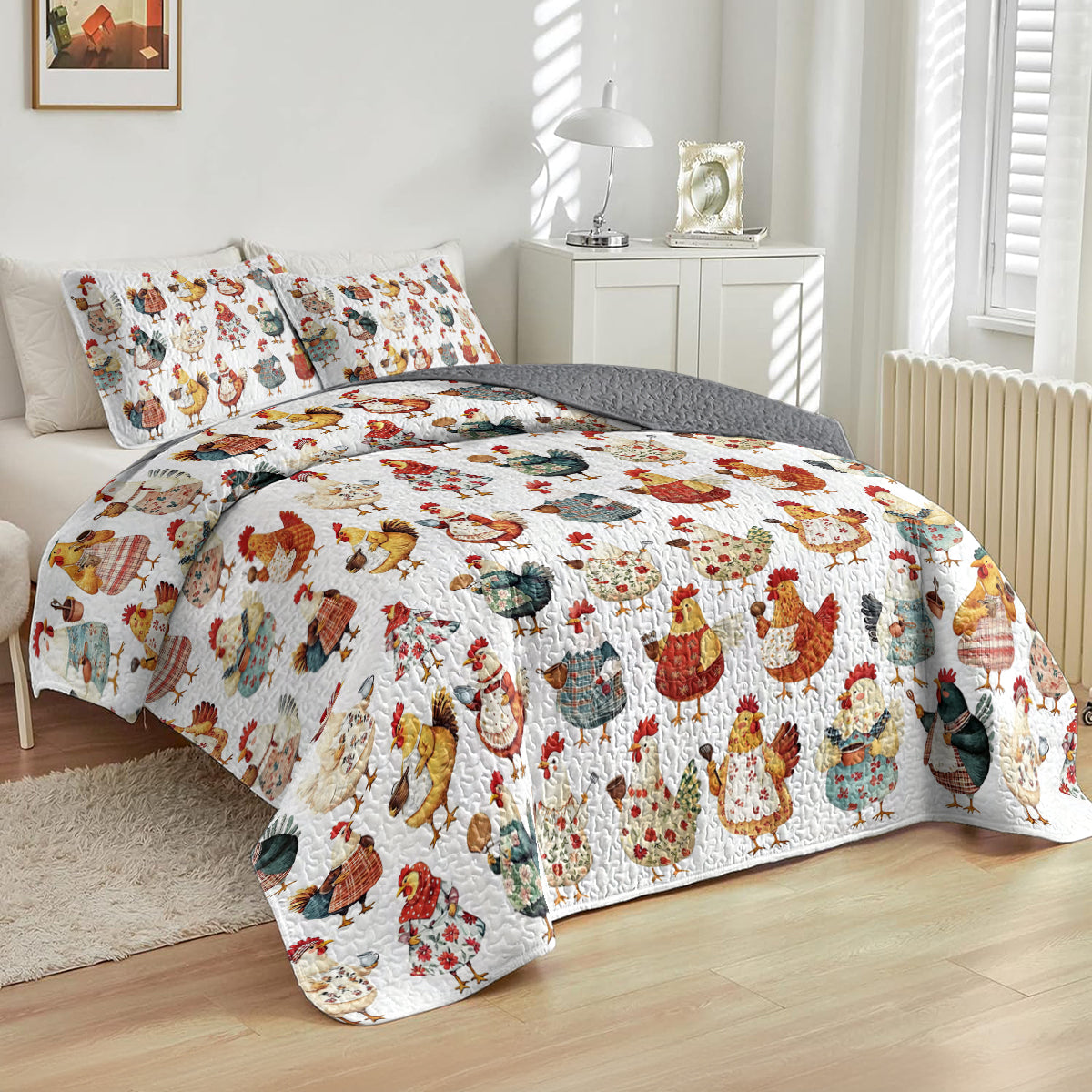 Shineful All Season Quilt 3-Piece Set Farmhouse Hen