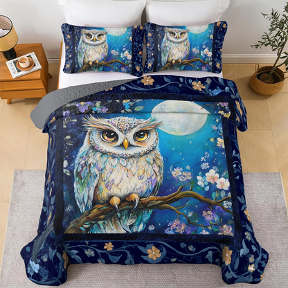 Shineful All Season Quilt 3-Piece Set Celestial Owl Dreams