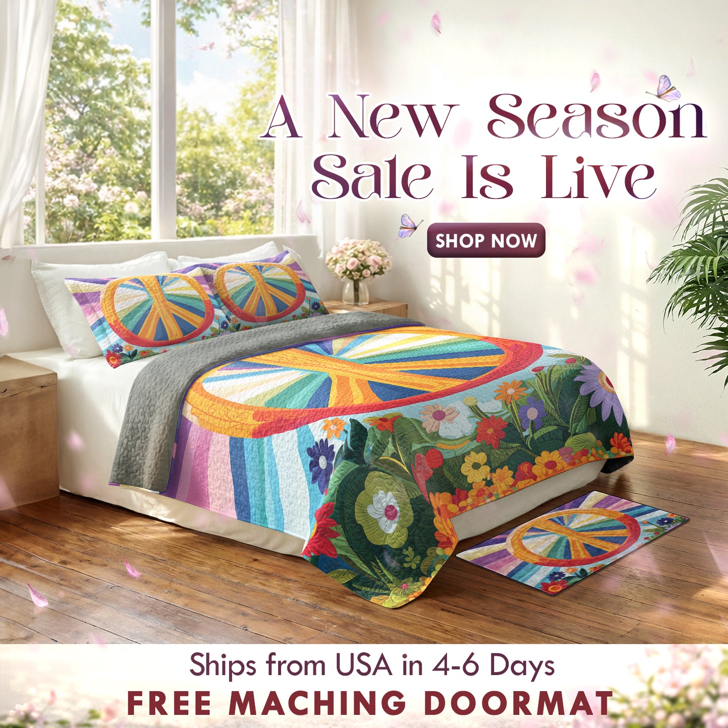 Shineful Quilt 3-Piece Set Peace Bloom