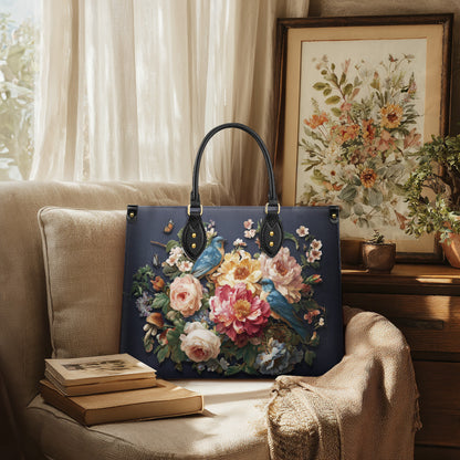 Shineful Leather Bag Midnight Bluebird Garden