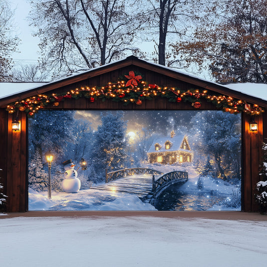 Shineful Garage Door Banner Decoration Christmas Forest Night