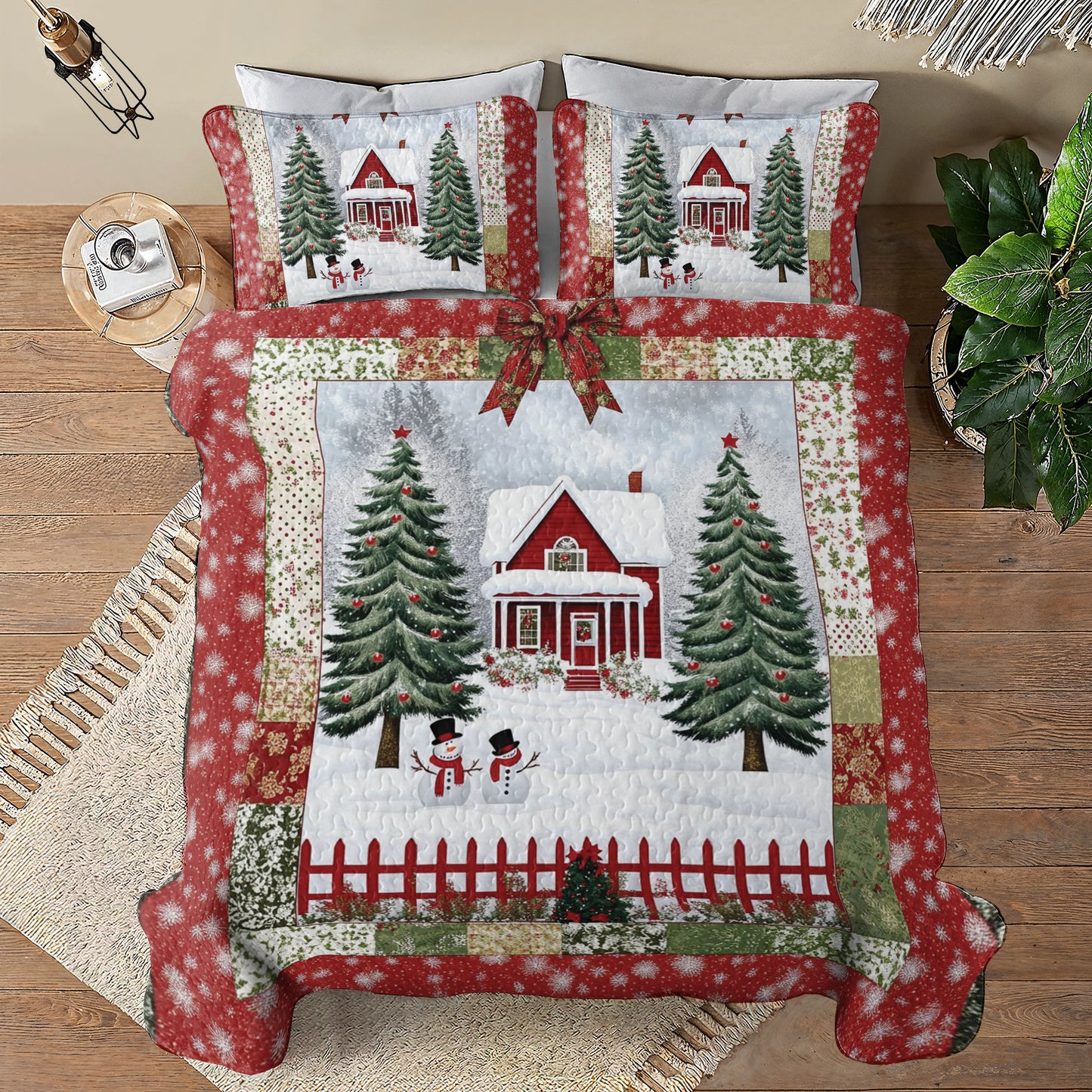 Shineful All Season Quilt 3-Piece Set Snowy Village