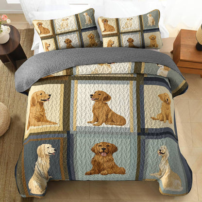 Shineful All Season Quilt 3-Piece Set - Golden Retriever Loyal Companions