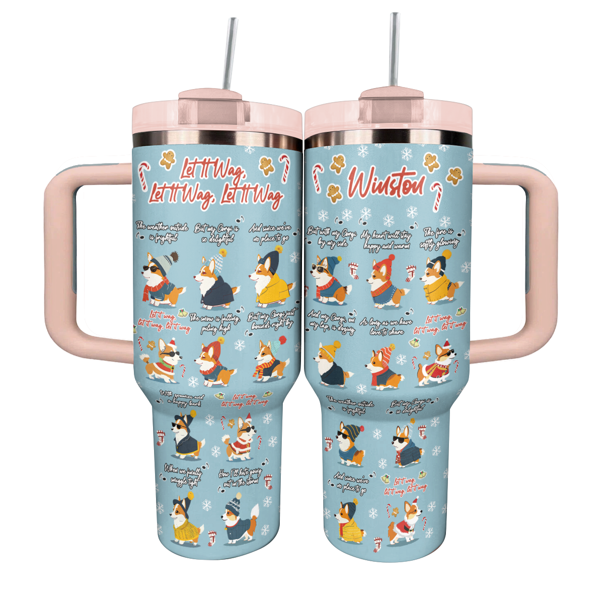 Shineful Personalized Tumbler Let It Wag Corgi Love