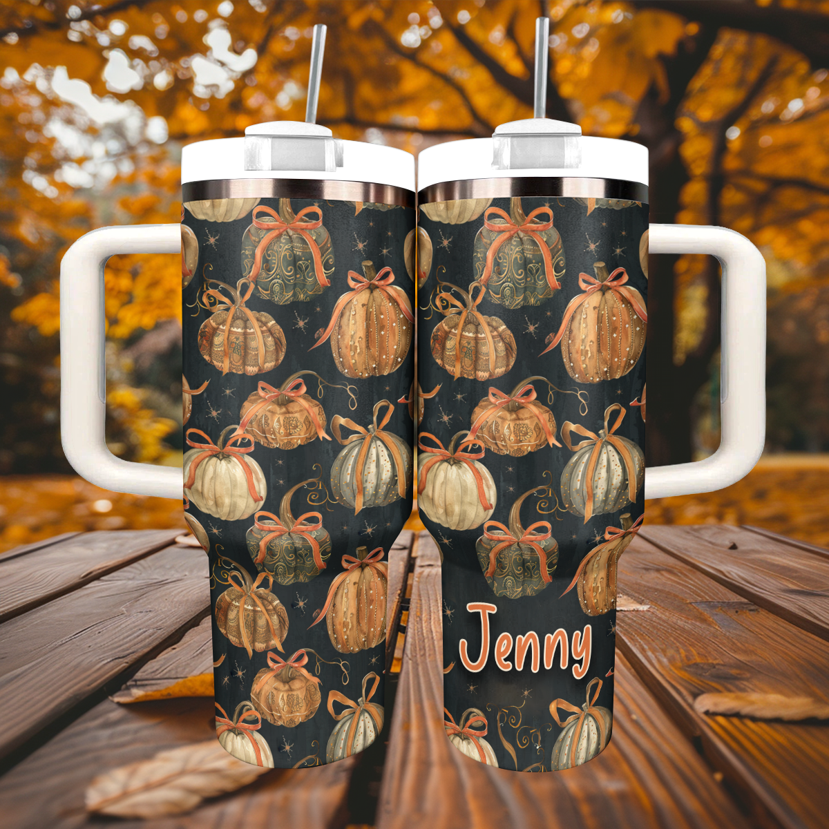 Shineful Personalized Tumbler Earthy Pumpkin Charm