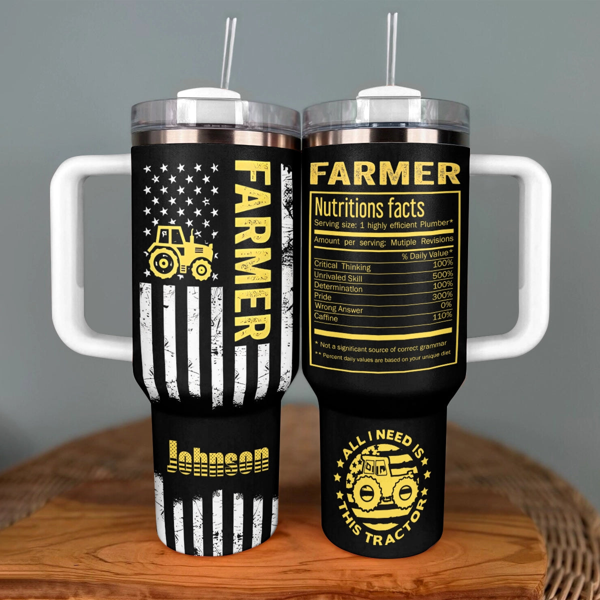 Shineful Tumbler Personalized Farmer Nutrition Facts