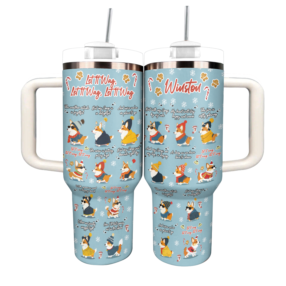 Shineful Personalized Tumbler Let It Wag Corgi Love