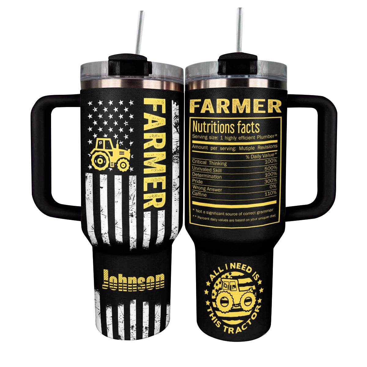 Shineful Tumbler Personalized Farmer Nutrition Facts