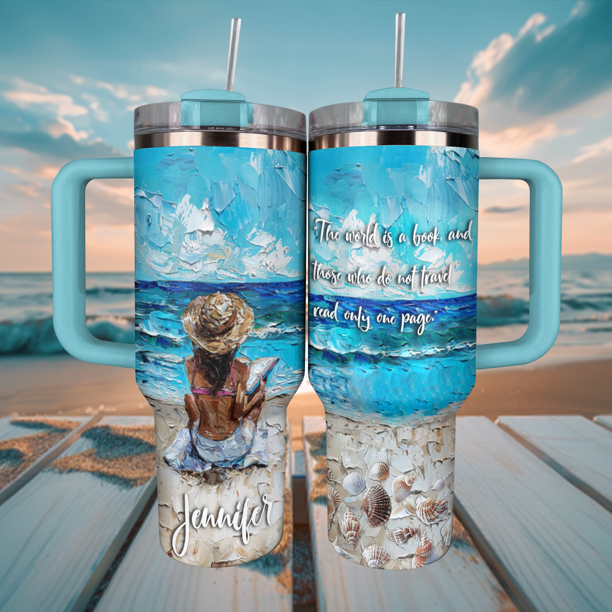 Shineful Tumbler Personalized Reading Lover Favorite Quote Gorgeous Ocean