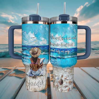 Shineful Tumbler Personalized Reading Lover Favorite Quote Gorgeous Ocean