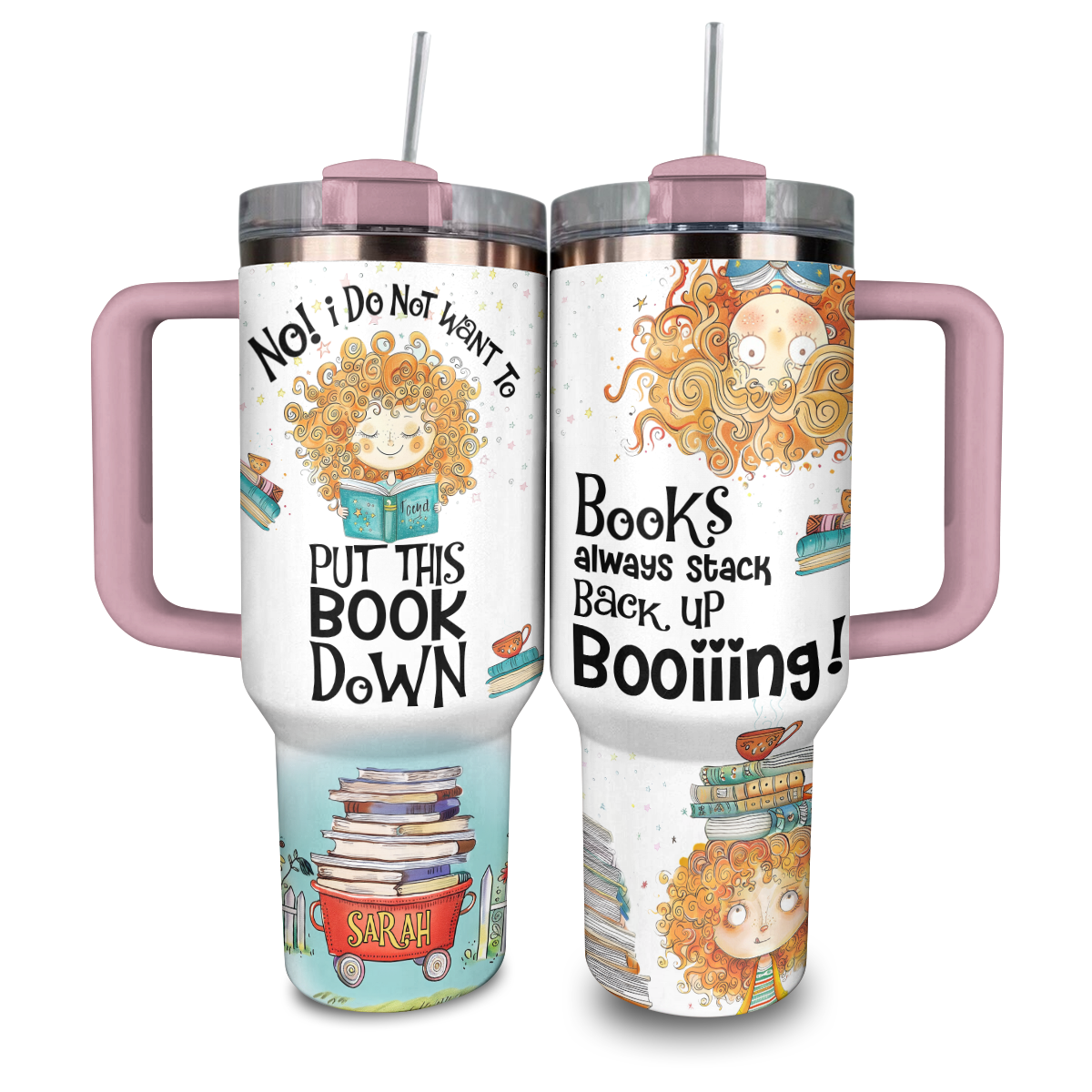 Shineful Personalized Tumbler Whimsical Curls & Literary Adventures