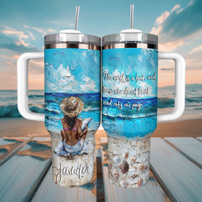 Shineful Tumbler Personalized Reading Lover Favorite Quote Gorgeous Ocean