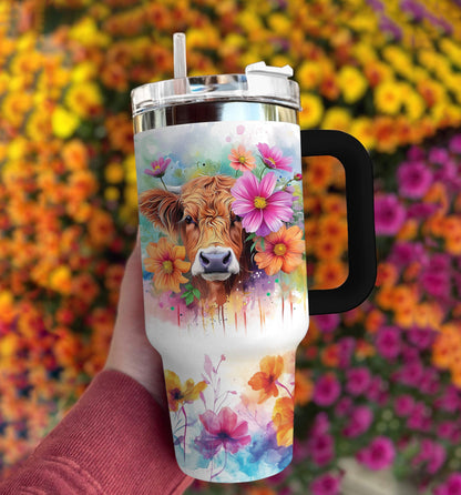 Highland Cow Of 40 Oz Shineful™ Tumbler Floral 2 Nl09 Black 40Oz
