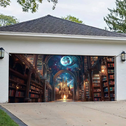Shineful Garage Door Banner Decoration Enchanted Library