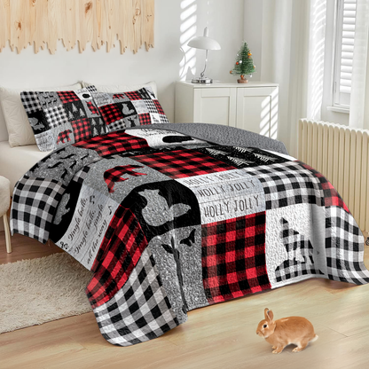 Shineful All Season Quilt 3-Piece Set Glittering Flannel Woodland