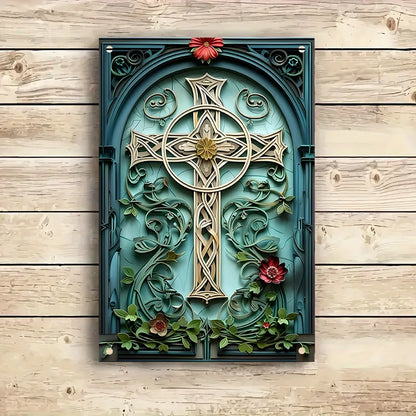 Shineful 2D Metal Sign Floral Grace Celtic Cross