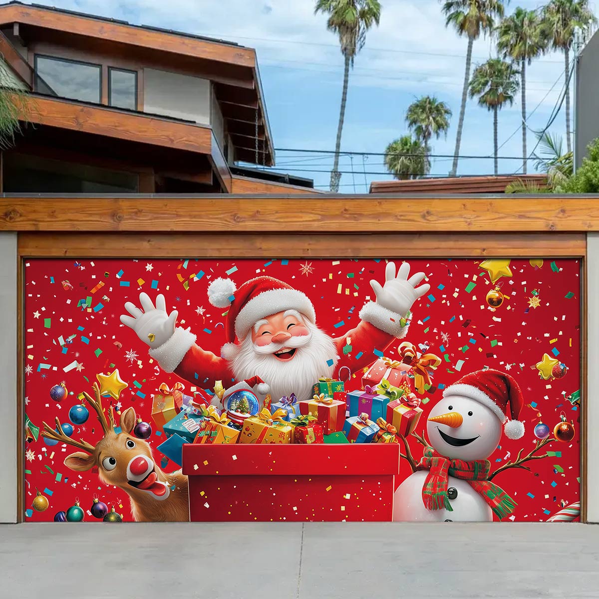 Shineful Garage Door Banner Decoration - Santa's Cheerful Crew