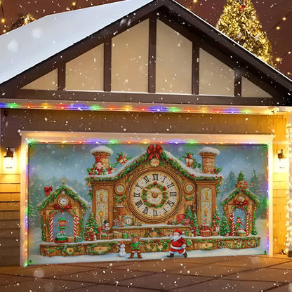 Shineful Garage Door Banner Decoration - Christmas Clockwork