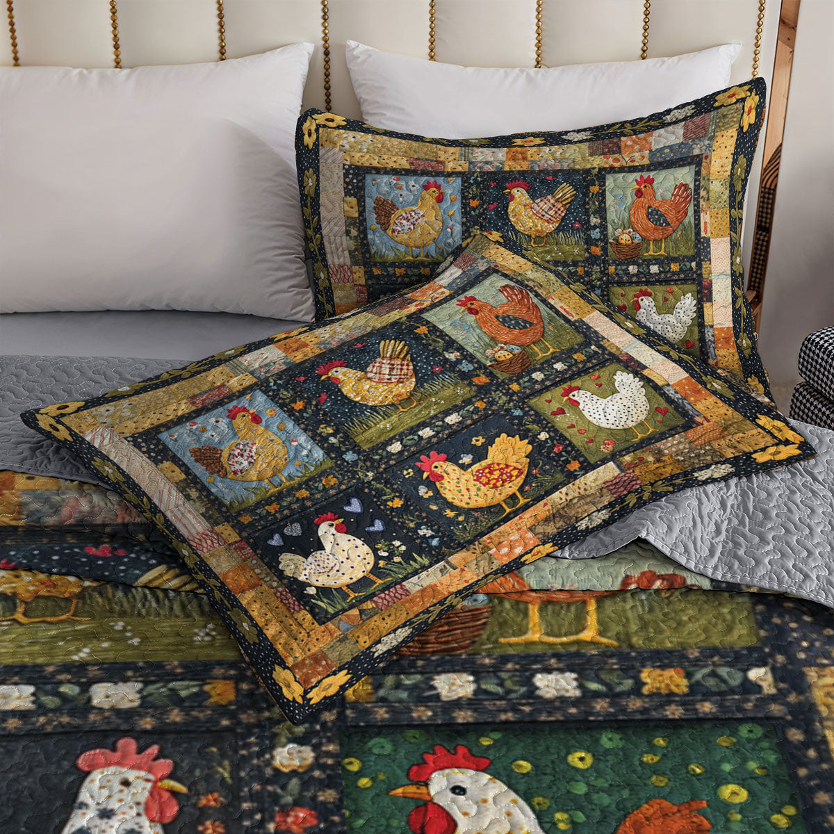 Shineful All Season Quilt 3-Piece Set Farmhouse Hen