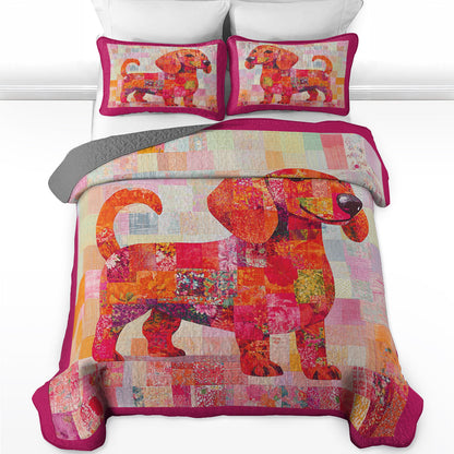 Shineful All Season Quilt 3-Piece Set Playful Puppy Patchwork