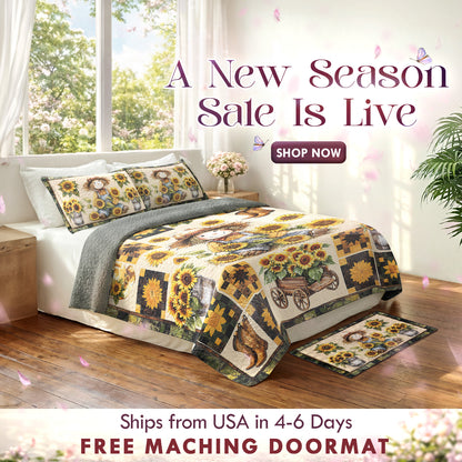 Shineful Quilt 3-Piece Set Peaceful Farmhouse Sunflower