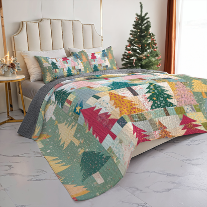 Shineful All Season Quilt 3-Piece Set Patchwork Christmas Tree