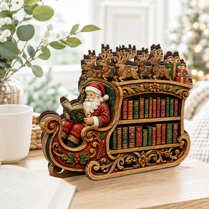 Shineful Santa Sleigh Bookshelf Custom Shape Wooden Block