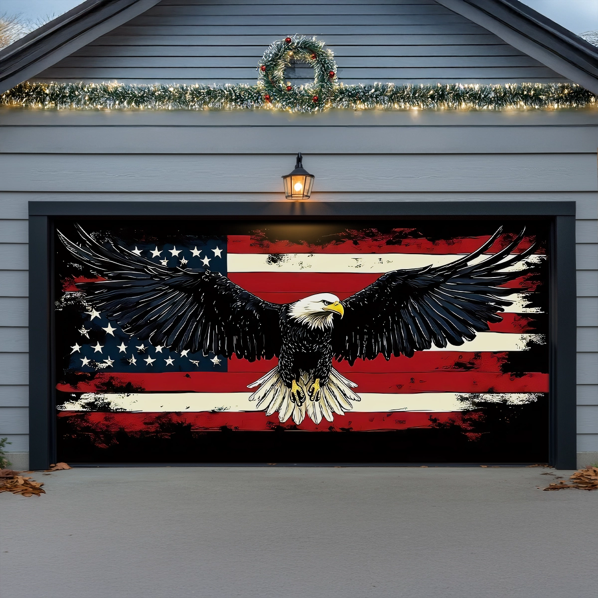 Shineful Garage Door Banner Decoration Still Flying Free